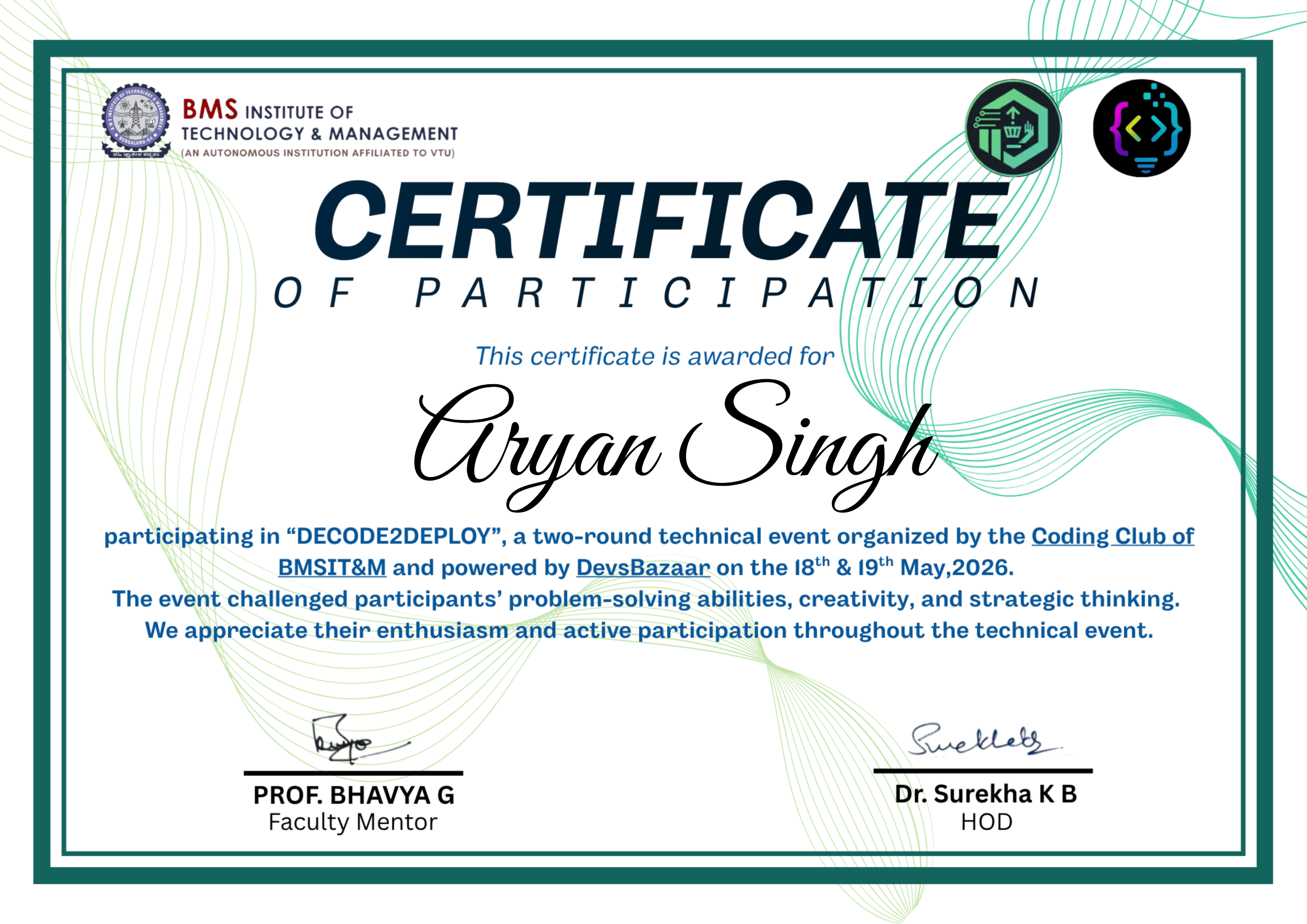 Decode2Deploy certificate